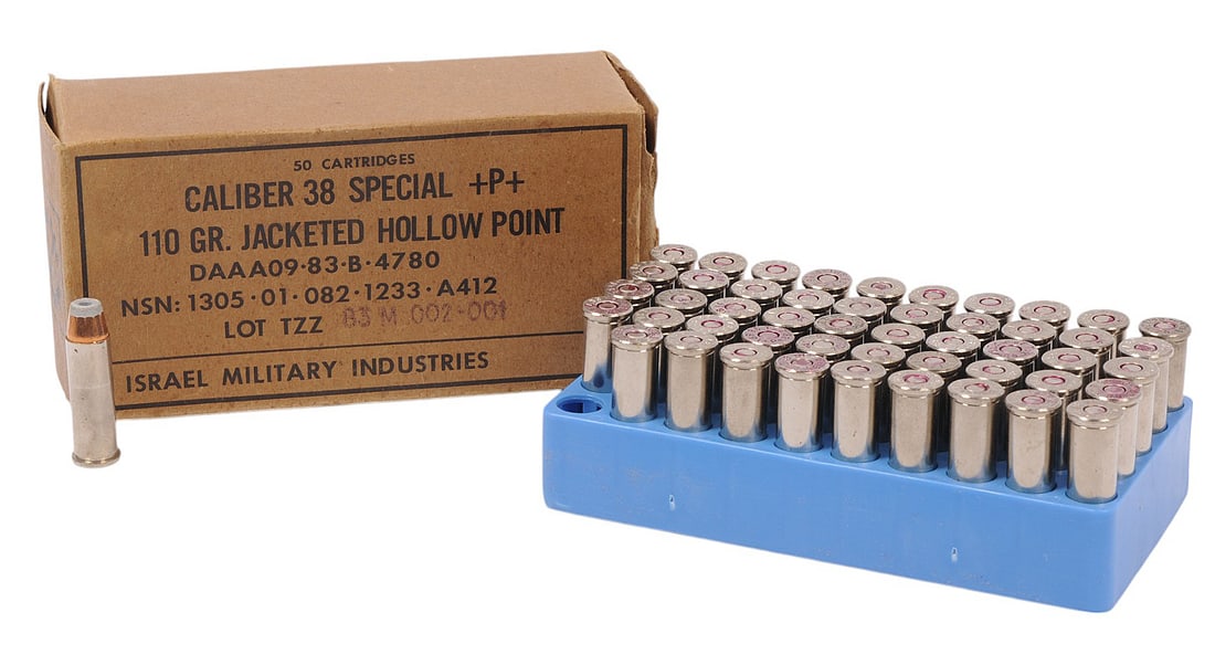 Israeli Military Industries Full Box of 50 Rds. 38 Special +P+ 110 Gr. Jacketed Hollow Points (EDN) (1 of 4)