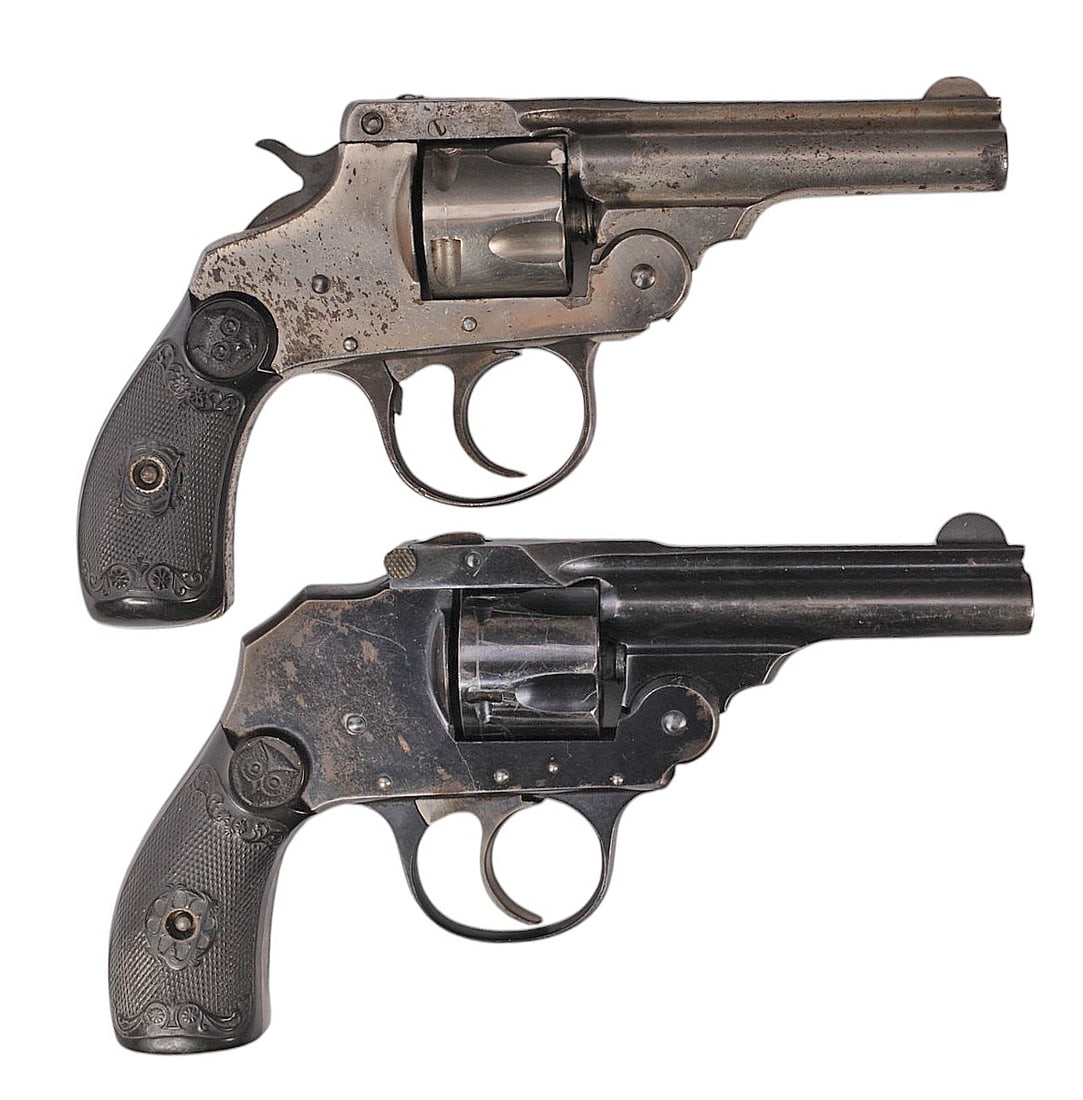 Iver Johnson Top Break 32 S&W Revolver Set FFL Required: # 44929/4543(88) (S4C1): An Iver Johnson Top Break 32 S&W Revolver Set in good condition. 1.) Is an Iver Johnson Top Break Double-Action 32. S&W Revolver in good condition with a bright and defined bore. The action appears to