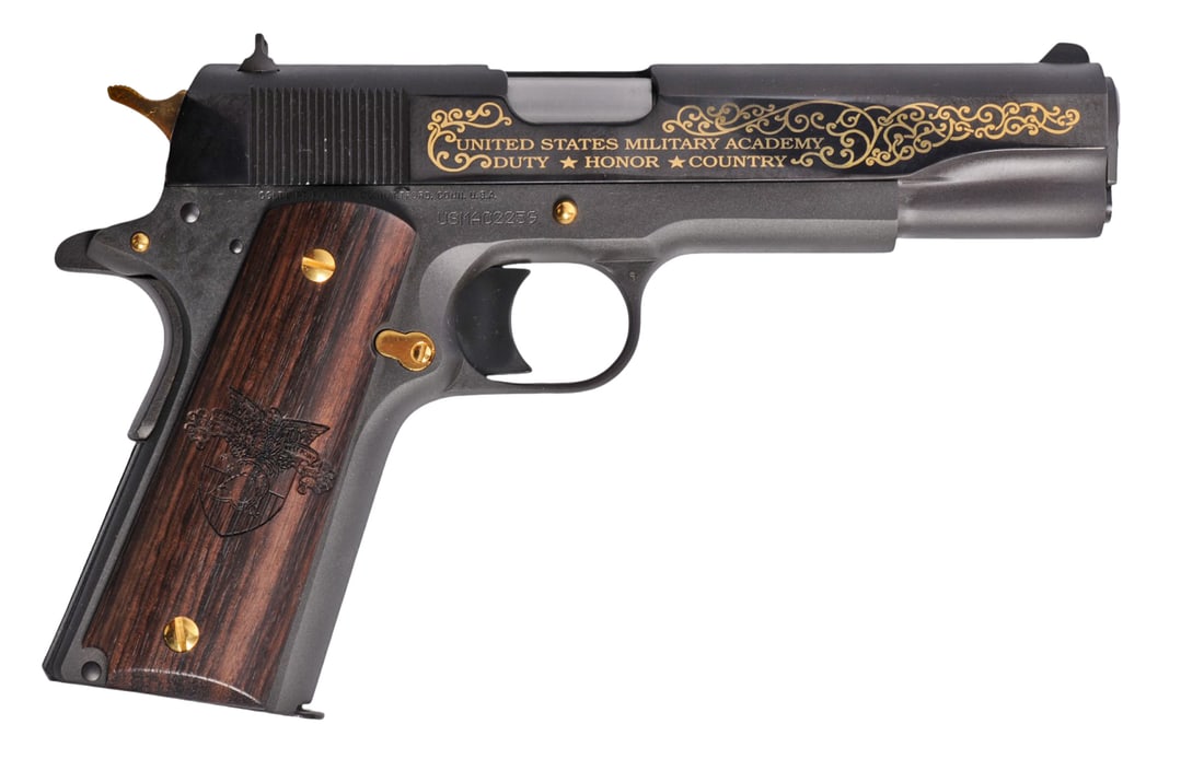 Colt M1911 Bicentennial 2002 US Military Academy .45 ACP Semi-auto Pistol FFL Req: USMA02259 (M2A1): A Colt M1911 Bicentennial 2002 US Military Academy .45 ACP Semi-auto Pistol that is in very good condition with a bright and defined bore. The action appears to function properly, and finish shows lig