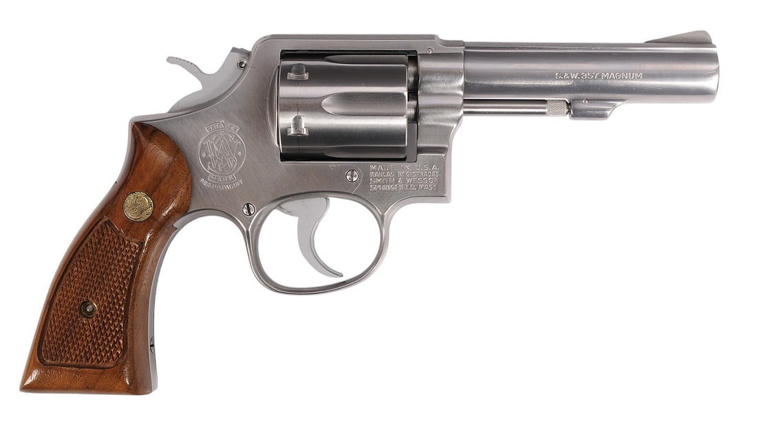 Smith and Wesson Model 65-1 .357 Magnum Revolver FFL Required: 1D28713 (M2A1): A Smith and Wesson Model 65-1 .357 Magnum Revolver that is in good to very good condition with a bright and defined bore. The action appears to function properly with a tight lockup, and the finish sh