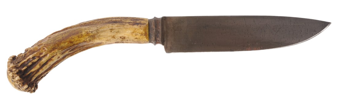 Antique American Pratt Ropes Webb & Co Crown Stag-Handled Patch Knife (KDW) (1 of 7)