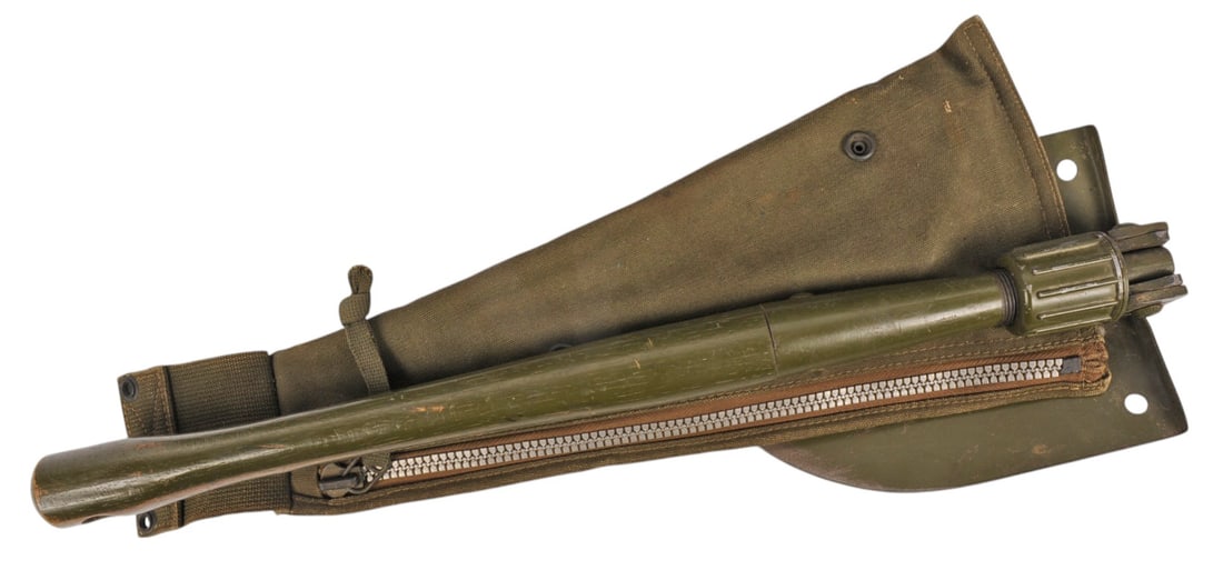 1952 Dated H-W US Military Shovel with a Survival Saw, cover, and Original Manual (J2C): A clean 1952 Dated H-W US Military Shovel with a Survival Saw, cover, and Original Manual that in very good condition. All items have very little cosmetic wear to the original finishes and the field m