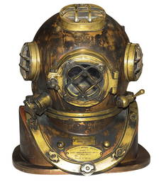 US Navy Style MK V Dive Helmet with Stand Certified Display Piece by Wenoka Seastyle (HD2)