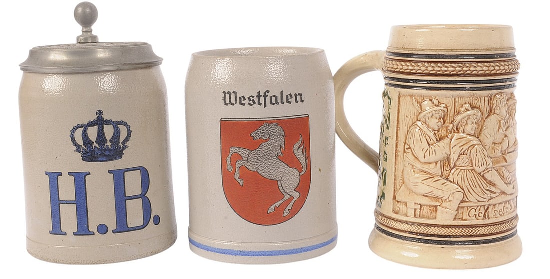 German Beer Stein Lot of 3 (B3A) (1 of 15)