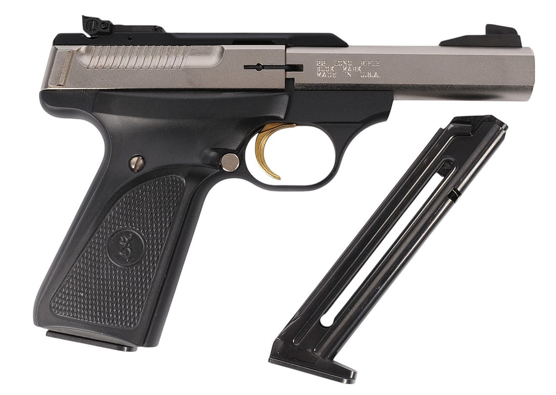 Browning Model Buck Mark 22LR Semi Auto Pistol FFL Req:515MX01365(W2R1): A Browning Buck Mark 22LR Semi Auto Pistol in very good condition with a bright and defined bore. The action appears to function properly with little to no cosmetic wear on the original stainless fini
