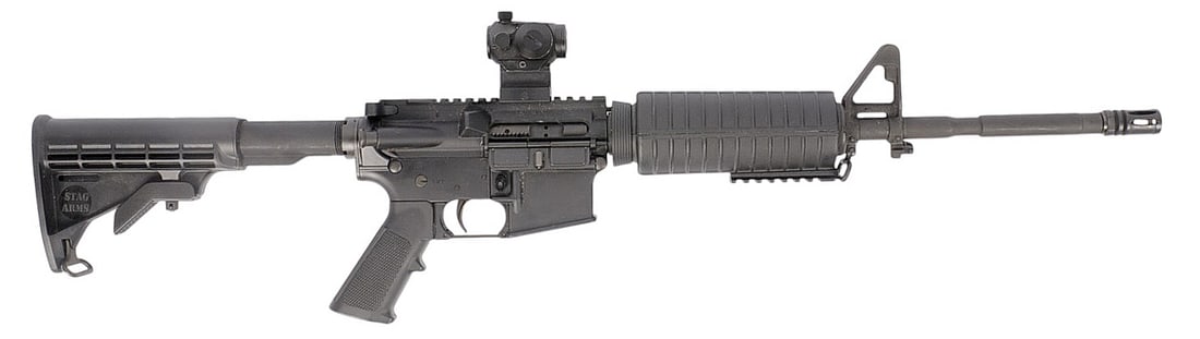 Stag Arms STAG-15 5.56x45mm Semi-auto Rifle FFL Required: 118112 (W2R1): A Stag Arms STAG-15 5.56x45mm Semi-auto Rifle that is in good to very good condition with a bright and defined bore. The action appears to function properly, and the finish shows light usage wear but