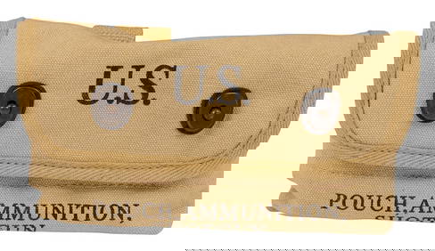 US Military WWII Repro 1942 JT&L Shotgun Pouch with Twelve 12 Ga. 2 3/4 Brass Shotgun Shells (M2T) (1 of 4)