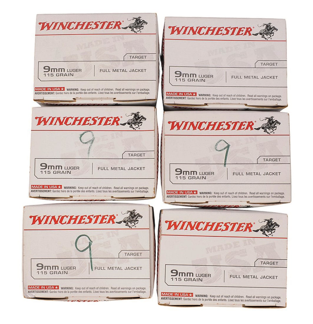 Winchester 9mm Box Lot of 6 600 Rounds (KJS) (1 of 3)