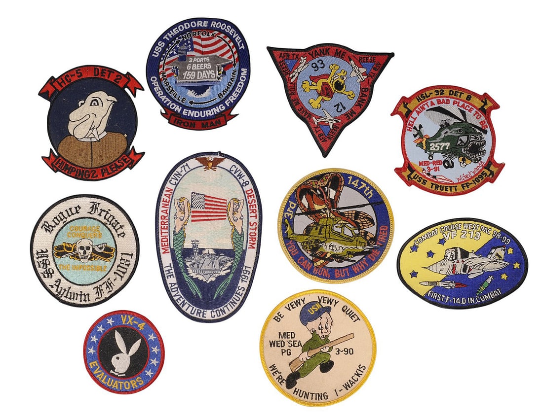 Lot of 10 Assorted US Navy / Naval Aviation Division and Squadron Patches (A) (1 of 2)