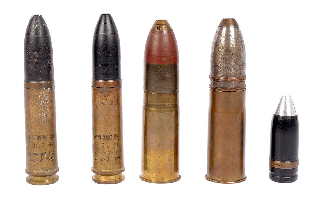 US Military 30mm/ 37mm Inert Projectile and Casing Lot of 5 (D3J) (1 of 5)