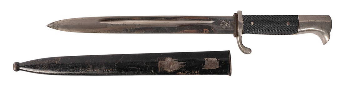*German Fire/Police WWII issue Puma-produced Mauser Parade Bayonet (J): A *German Fire/Police WWII issue Puma-produced Mauser Parade Bayonet and scabbard in very good fine condition. 