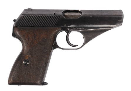 German Mauser HSC 7.65mm Semi Auto Pistol FFL Req: #963703 (J1): A German Mauser HSC 7.65mm Semi Auto Pistol in good to very good condition with a bright and defined bore. The action appears to function properly with minor service wear to the original blue finish