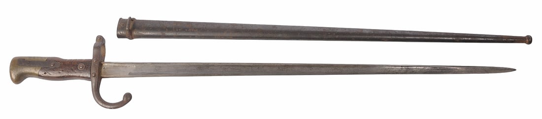 French Military M1974 Gras Rifle Bayonet (CWA): An 1878-dated St Etienne Arsenal French Military M1974 Gras Rifle Bayonet in very good condition with matching scabbard.