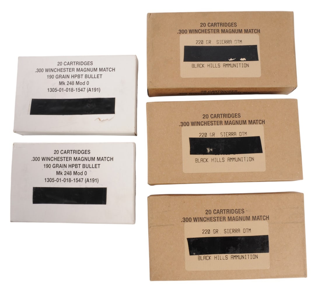 US Military USGI 300 Win. Mag. 20 Rd. Box Lot of 5 (APL) (1 of 2)