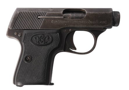 Walther Model 5 6.35mm / 25 ACP Semi Auto Pocket Pistol FFL Req:#75757(J3R1): A Walther Model 5 6.35mm / 25 ACP Semi Auto Pocket Pistol in good condition with a dirty and defined bore. The action appears to function properly with moderate wear to the original blue finish. 