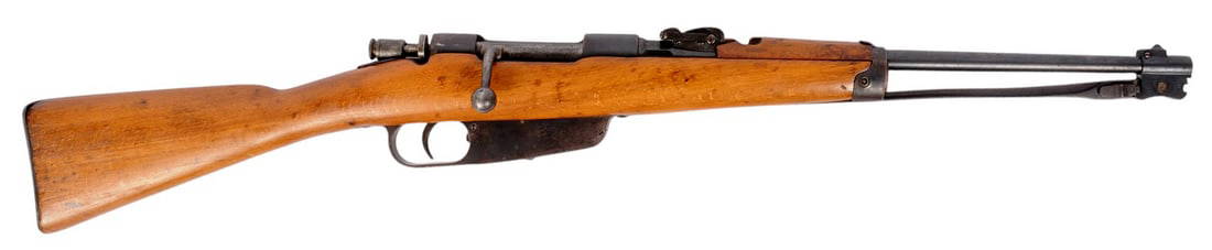 Italian Military WWII issue M91-38 6.5x52mm Carano Bolt-Action Carbine - FFL # CAR25957 (MAT1): An imported Terni Arsenal Italian Military WWII issue M91-38 6.5x52mm Carano Bolt-Action Carbine in very good condition with a rare variant bayonet lever release and a bright and defined bore. The act