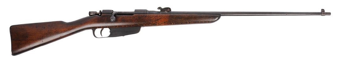 Italian M1891 FAT Model 42 Carcano 6.5x52mm Sporterized Bolt Action Rifle FFL Req: #AL633 (MAT1): An Italian M1891 FAT Model 42 Carcano 6.5x52mm Sporterized Bolt Action Rifle in good condition with a bright and defined bore. The action appears to function properly with minor wear to the original f