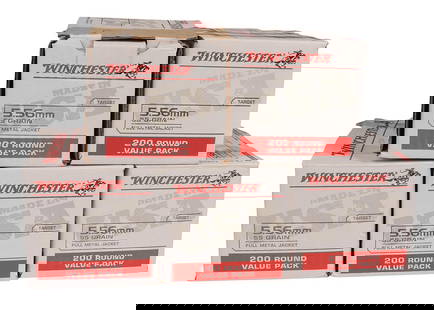 Winchester 5.56x45mm Group Lot of 5 200 Rd. Packs (BRA): A Winchester 5.56x45mm Group Lot of 5 200 Rd. Packs in good condition. Some packs have been opened but still maintain 200 rounds each loose.