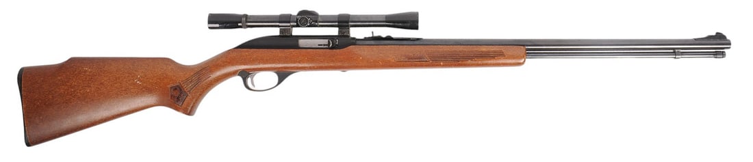 Marlin Glenfield Model 60 22LR Semi Auto Rifle with Weaver Marksman Scope FFL #21569353 (RCT1): A Marlin Glenfield Model 60 22LR Semi Auto Rifle with Weaver Marksman Scope in good to very good condition with a bright and defined bore. The action appears to function properly with minor wear to th