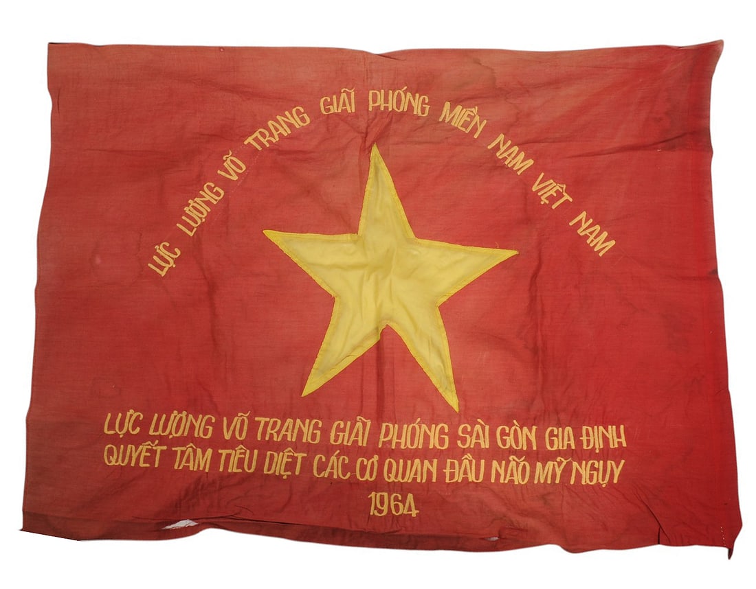 Dated 1964 Vietnam War North Vietnamese, Vietcong Battle Flag (RS) (1 of 12)