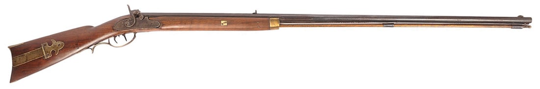 Mid 19th Century H.E. Leman Lancaster Percussion Cap 48. Cal Pennsylvania Rifle No FFL (MSA1): A Mid 19th Century H.E. Leman Lancaster Percussion Cap 48. Cal Pennsylvania Rifle in good condition with a dark bore. The action appears to not function properly with moderate brown and grey patina to