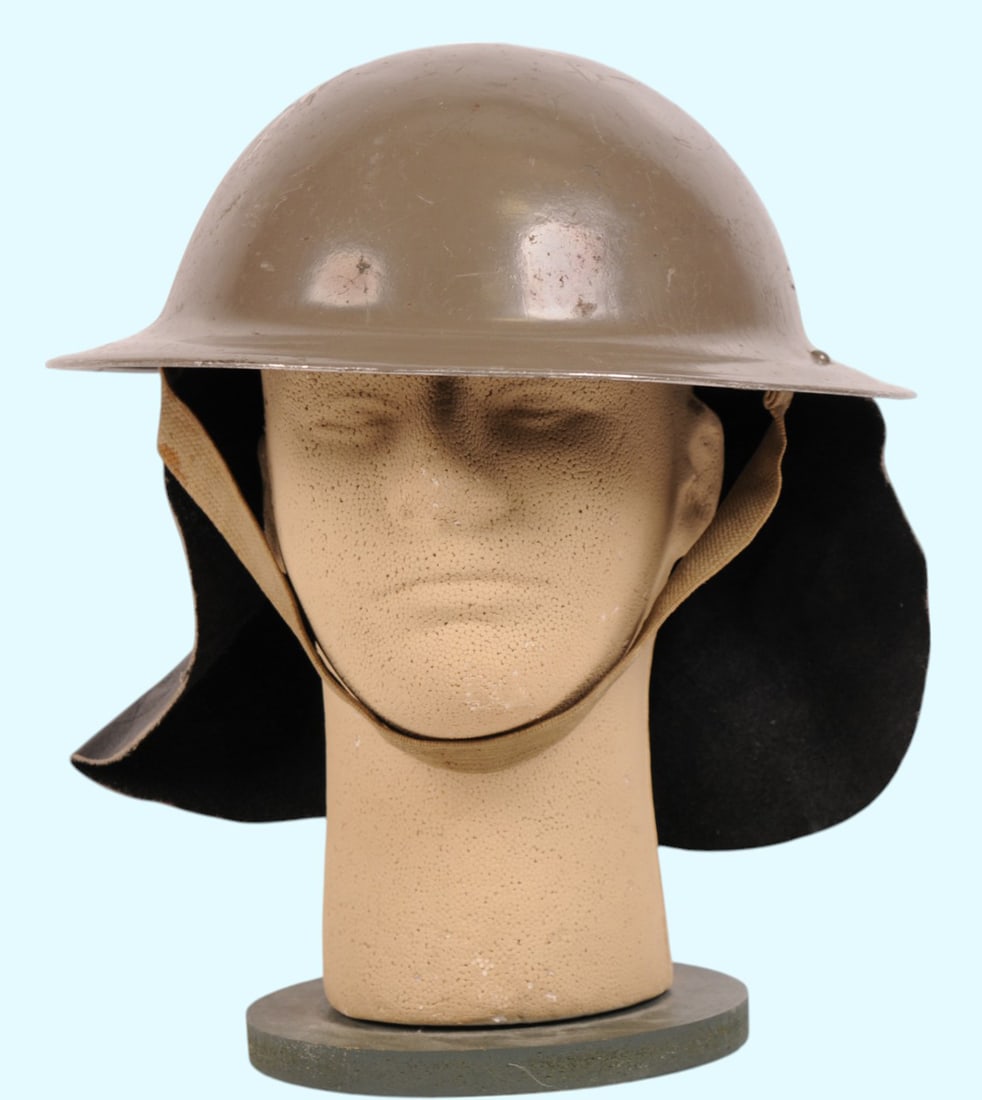 British WWII Brodie Motor Cycle Dispatch Rider Helmet with Neck Guard (A) (1 of 10)