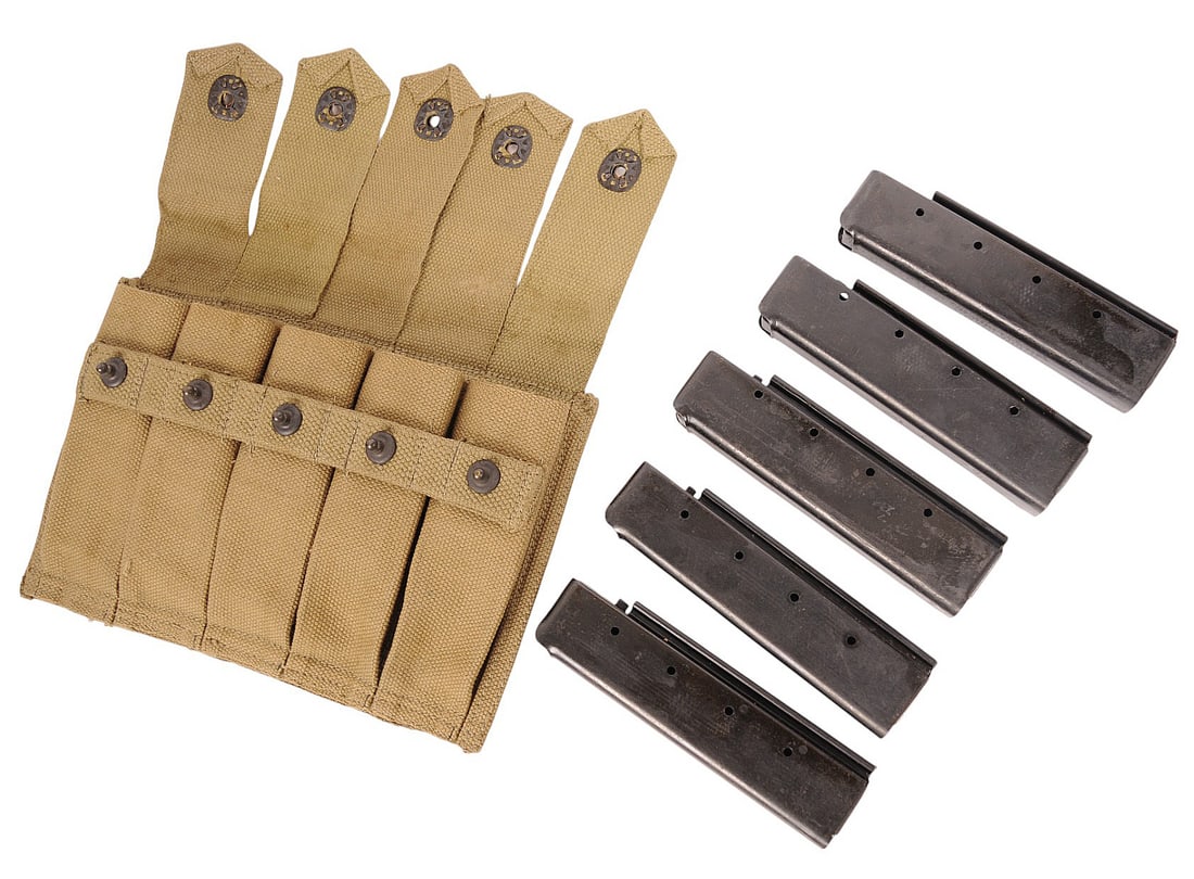 US Military World War II Thompson .45 20 Round Magazines & Original Pouch (CWA) (1 of 6)