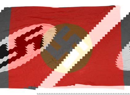 *German WWII NSDAP Flag (C3T): A *German WWII NSDAP Flag in good to very good condition with light fading and good stitching. The flag measures 38" x 18".