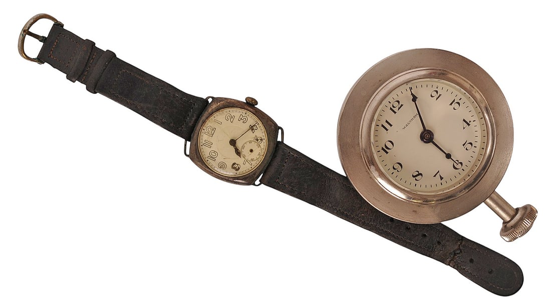 Vintage WWII era Commercial Walthem Watch and Stopwatch Set of 2 (C3T) (1 of 7)