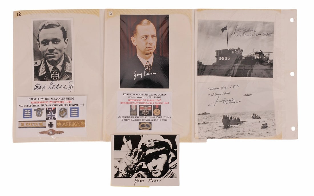 RARE *German WWII Knights Cross Recipient Autographed Photo and U-Boat Capture Photo Lot of 5(APL): RARE *German WWII Knights Cross Recipient Autographed Photo and U-Boat Capture Photo Lot of 5 in good to very good condition. 1) Kapitan Gunter Krech Kommandant of U-558. Günther Krech began his 
