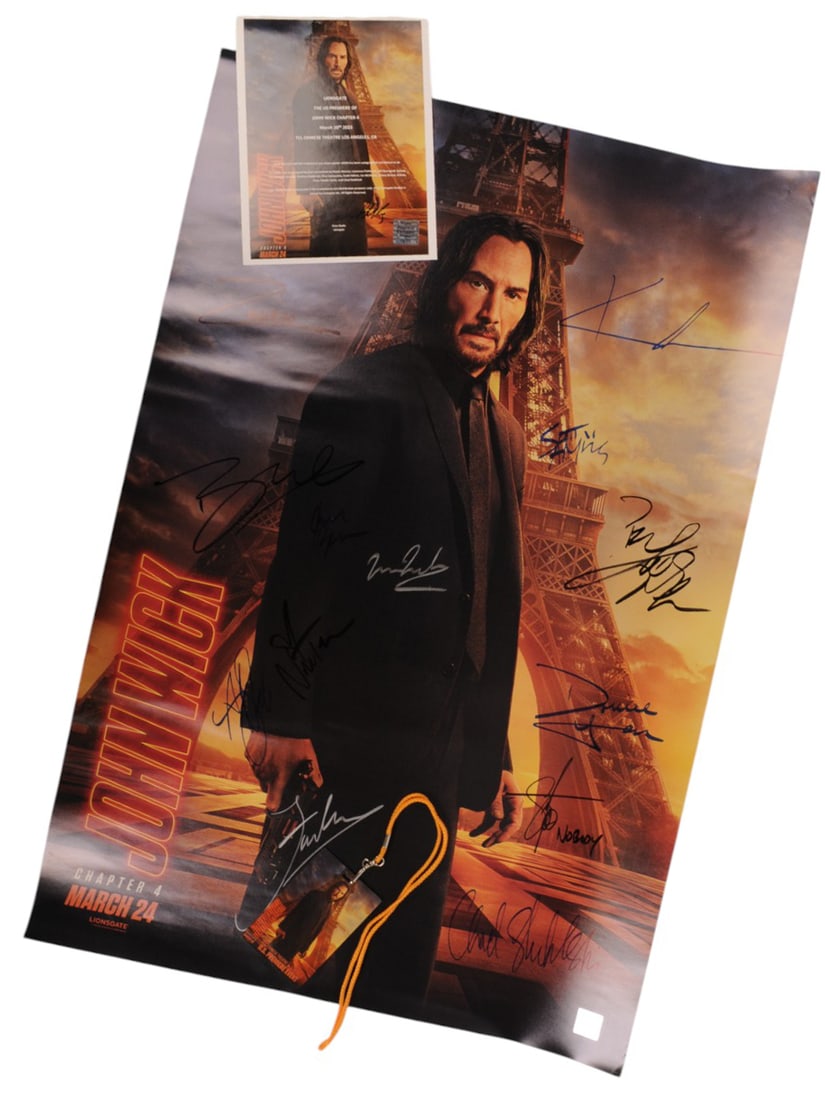RARE Cast Signed John Wick Chapter 4 Movie Poster, COA & Primier Pass (M2A) (1 of 9)