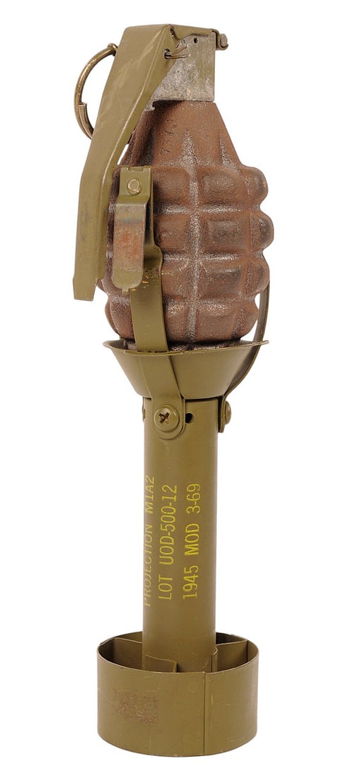 US Military USGI M2A1 Discharger Adapter with Inert MK 2 Pineapple Grenade(E2N) (1 of 5)