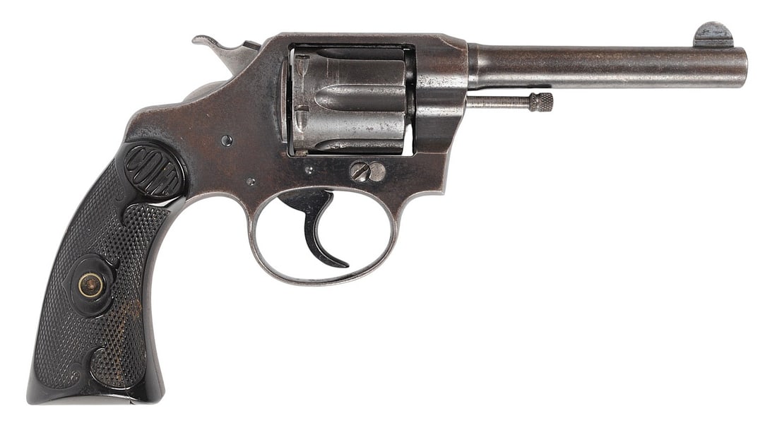Colt Police Positive 32 Long Double Action Revolver FFL 179870 (LCJ1): A Colt Police Positive 32 Long Double Action Revolver in good condition with a bright and defined bore. The action appears to function properly with moderate wear and even grey patina to the original