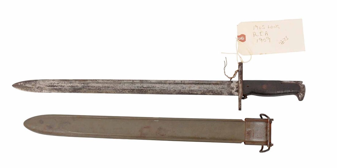US Military Pre-WWI Rock Island Arsenal 1909 Dated M1905 Bayonet with Original Scabbard  (E2N) (1 of 13)