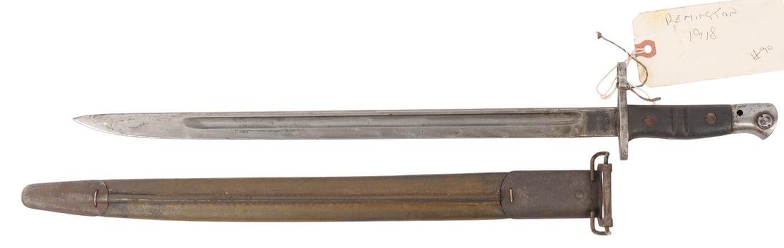 US Military WWI Remington 1918 Dated M1917 Bayonet with Original Scabbard (E2N): A US Military WWI Remington 1918 Dated M1917 Bayonet with Original Scabbard in very good condition with minor wear. Designed much like the Pattern 1907 sword bayonet, production was limited when the P