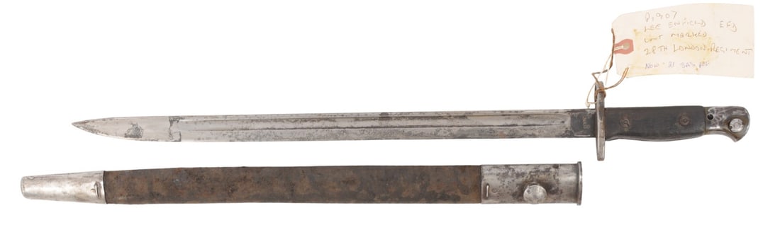 British Military WWI Pattern M1907 Enfield Bayonet Regiment marked 28th London Regiment(E2N) (1 of 13)