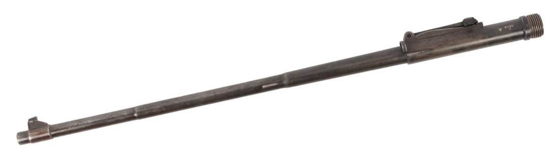 *German WWII "E" Suffix 8mm K98 Mauser Rifle Barrel (C3T): A *German WWII "E" Suffix 8mm K98 Mauser Rifle Barrel in good to very good condition with a bright and defined bore. The barrel maintains good blue with some grey patina and good prominent markings.