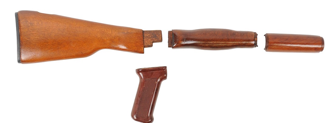 Polish Hard Wood AKM AK47 Furniture Set (A2L): A Polish Hard Wood AKM AK47 Furniture Set in good to very good condition with minor cosmetic wear to the exterior finish and very little damage from service.