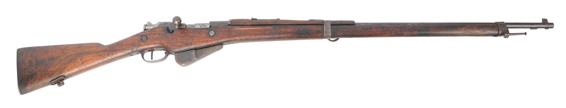 French Military WWI St. Etienne M16 Berthier 8x50mmR Bolt-Action Rifle - FFL Required: 12019 (A1): A 1917-dated French WWI Military issue St. Etienne M16 Berthier 8x50mmR Bolt-action Rifle that is in good condition with a dark and dirty bore. The action appears to function properly, and the finish