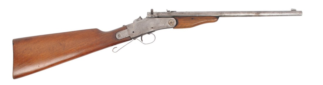 C.J. Hamilton "The Hamilton Rifle" 22LR Breech Loading Rifle FFL NSN (A1): A C.J. Hamilton "The Hamilton Rifle" 22LR Breech Loading Rifle in poor condition with a dark bore. The action does not function properly and has majority of the original finish worn off. The wood stoc
