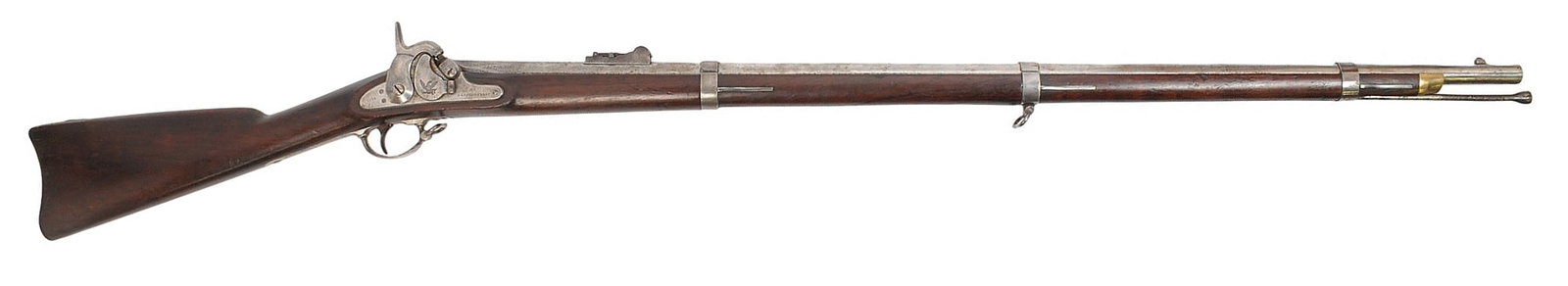 Rare & Desirable Harpers Ferry Civil War era M-1855 .58 caliber Percussion Rifle - antique (R2S1): A Rare and Desirable Harpers Ferry 1858-dated Civil War era M-1855 .58 caliber Percussion Rifle in good condition. All original pre-war issue regimentally marked rifle, very hard to find! These start 