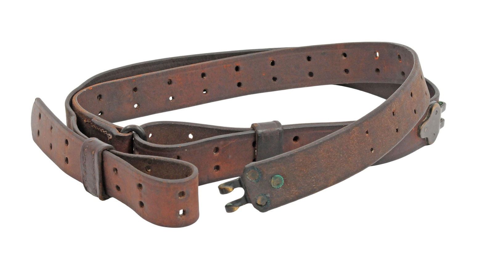 US Military WWI-WWII M1903 Springfield Rifle Sling (D3J): A US Military WWI-WWII M1903 Springfield Rifle Sling in good condition with minor leather cracking around the edges and some cosmetic wear.