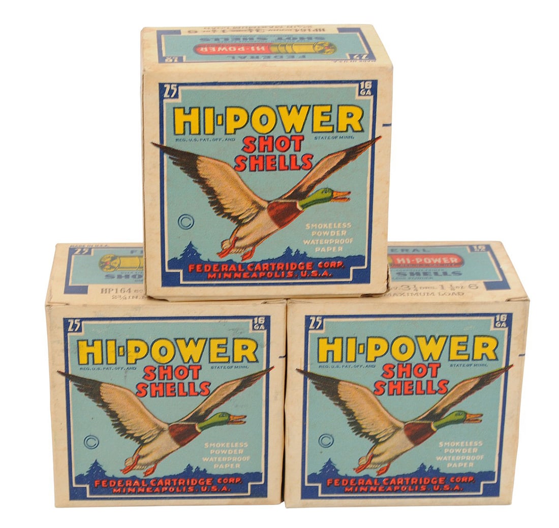 Vintage Federal Hi-Power 16 Ga. 25 Rd. Box Lot of 3 (H2B) (1 of 3)