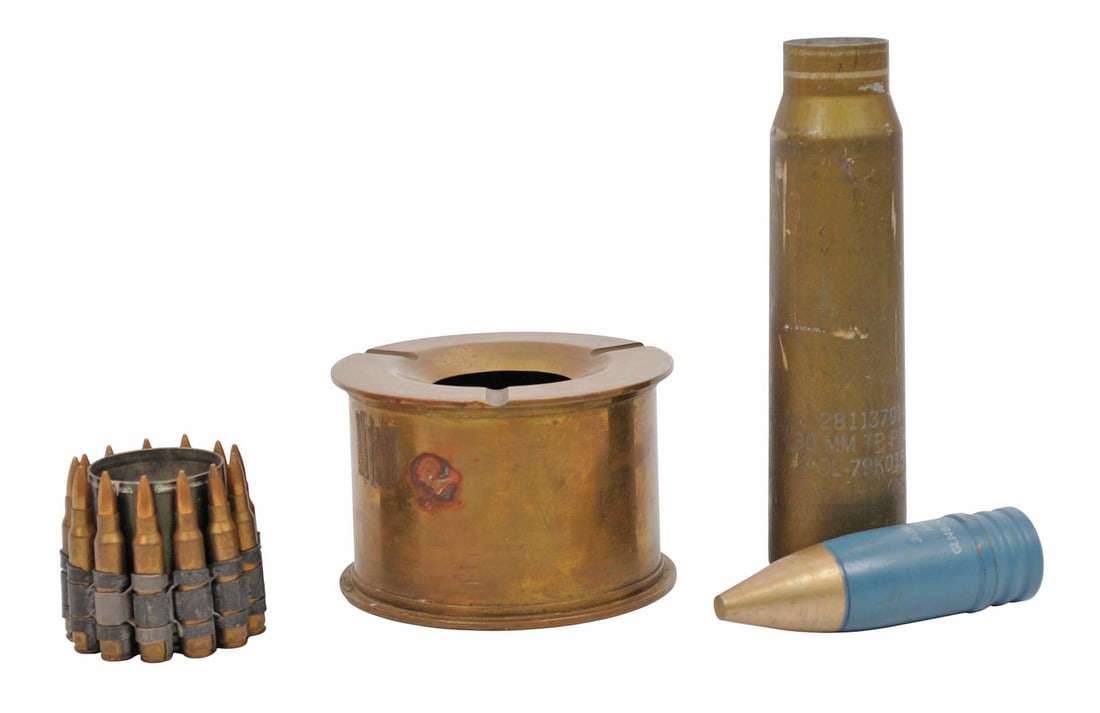 US Military Trench Art Ashtrays Lot of 2 and a US 30mm Training Round & Case (E2N) (1 of 15)