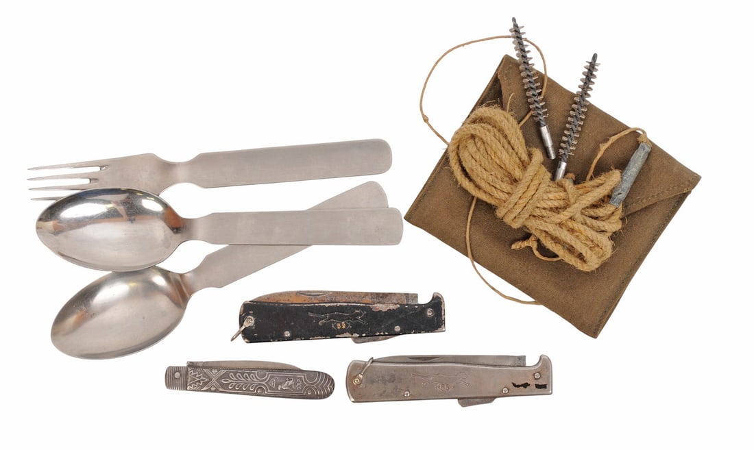 *German WWII Field Gear Grouping with Utensils and Knives Lot of 7 (C3T) (1 of 13)