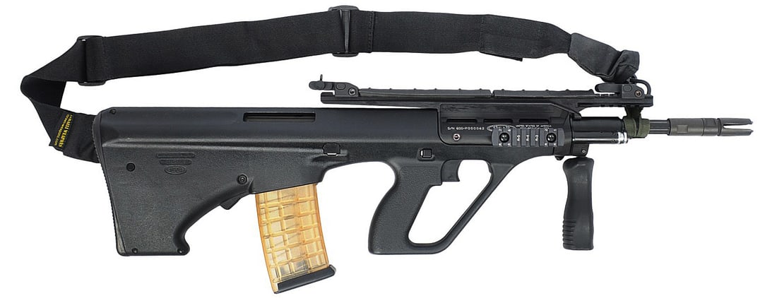 MSAR STG-556 "AUG Style" 223 Cal. Semi Auto Rifle FFL 600-P000062 (GW1): An MSAR STG-556 "AUG Style" 223 Cal. Semi Auto Rifle in good to very good condition with a bright and defined bore but needs some cleaning. The action appears to function properly with minor wear to t