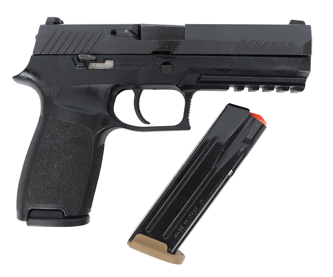 Sig Sauer P320 9x19 Semi Auto Pistol FFL 58K119660 (EDN1): Sig Sauer P320 9x19 Semi Auto Pistol with 1 extra magazine and factory hard case in good to very good condition with a bright and defined bore. The action appears to function properly with minor wear 