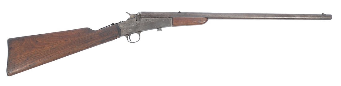 Remington No.6 Rolling Block 22LR Single-shot Rifle FFL Required: S152900 (A1): A Remington No.6 Rolling Block 22LR Single-shot Rifle that is in good condition with a dark and lightly defined bore that needs some cleaning. The action appears to function properly, and the finish s
