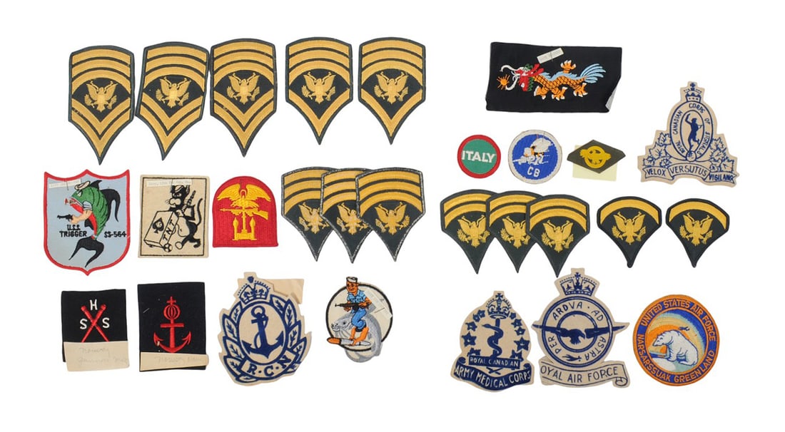 US & British Military WWII thru Korea 28 Patch Grouping (T2B) (1 of 5)