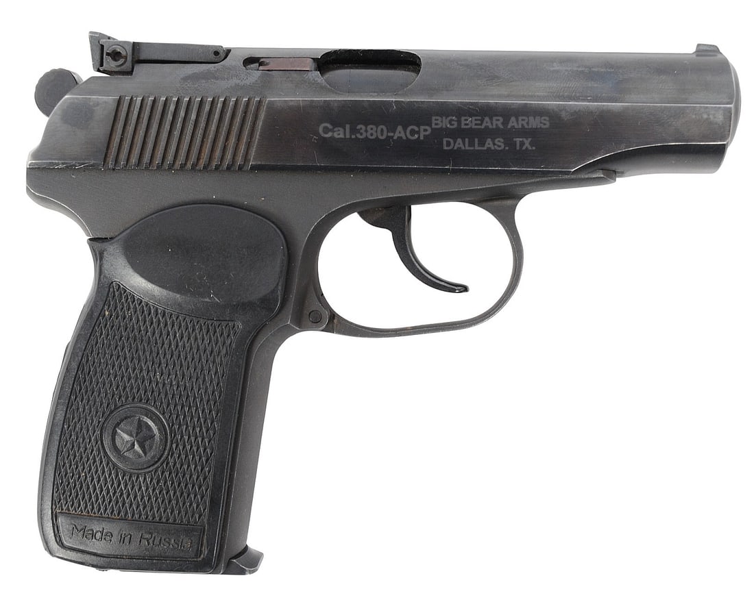 Russian IJ-70-17A Makarov .380 ACP Semi-auto Pistol FFL Required: BEH0831 (A1): A Russian IJ-70-17A Makarov .380 ACP Semi-auto Pistol that is in very good condition with a bright and defined bore. The action appears to function properly, and the finish shows light usage wear.